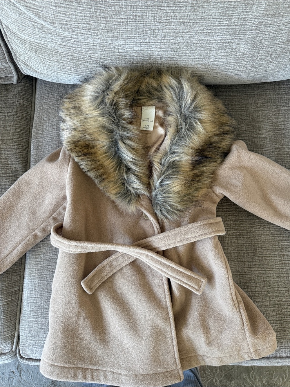 Girls fur lined trench coat